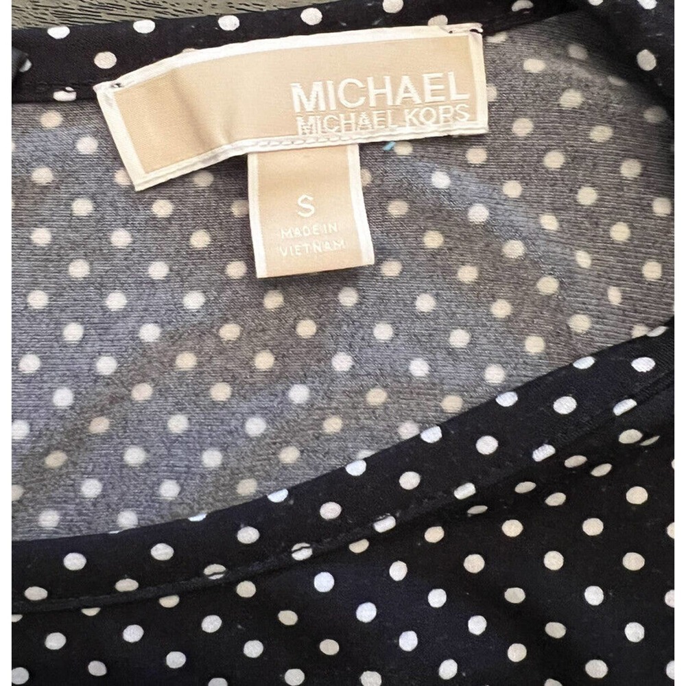 Michael Kors Fitted Long Sleeve Dress, Navy‎ Polka Dot, Women's Small - Picture 3 of 3